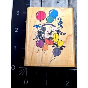 Rubber Stampede Party Mickey Disney 419E Rubber Stamp Wood #i32
